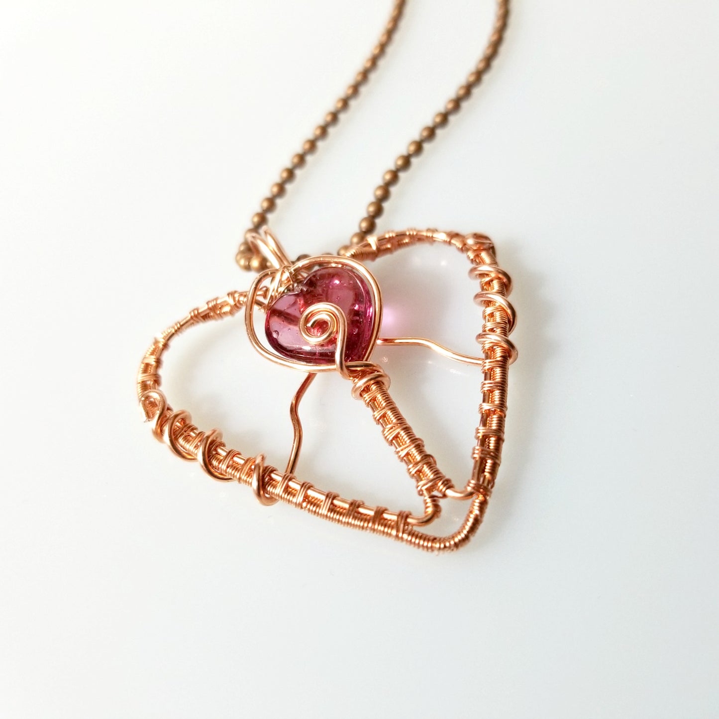 Wire Wrapped Copper Heart Pendant, Heart Jewelry for Women