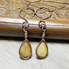 Wire Wrap Drop Earrings, Copper Wire Jewelry, Brown Teardrop Earrings - Arkayscreations