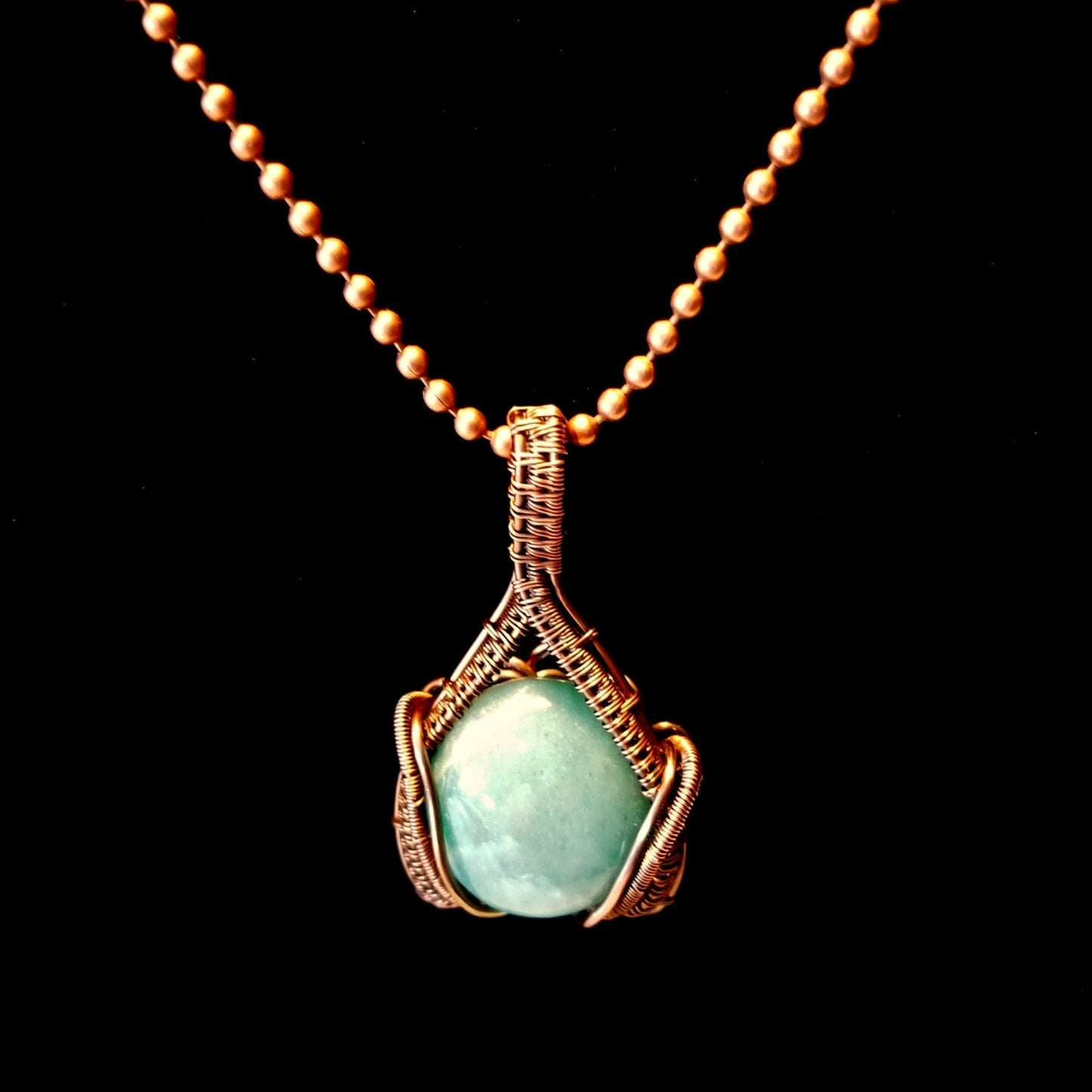 Aventurine Necklace, Wire Wrapped Gemstone Jewelry
