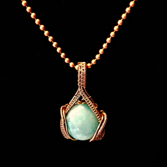 Aventurine Necklace, Wire Wrapped Gemstone Jewelry - Arkayscreations