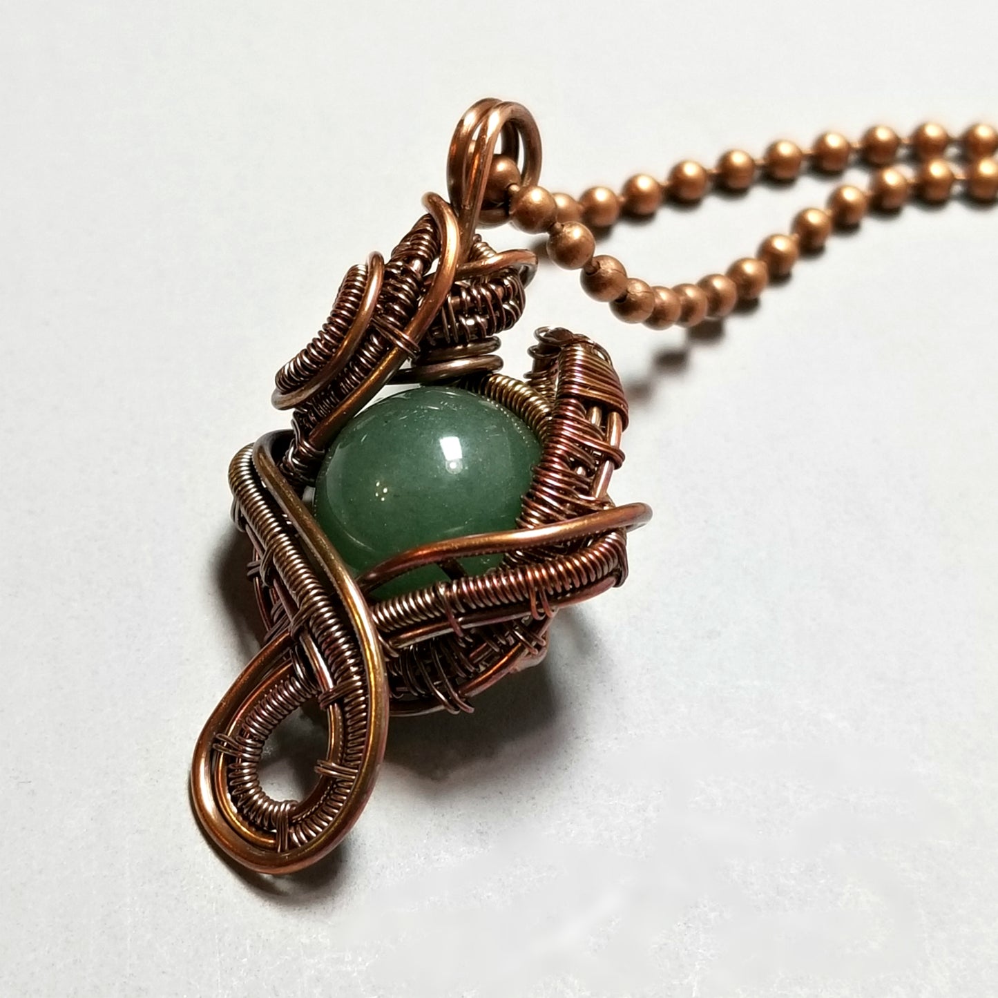 Wire Wrapped Aventurine Pendant Necklace