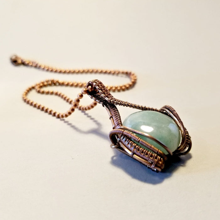 Aventurine Necklace, Wire Wrapped Gemstone Jewelry - Arkayscreations