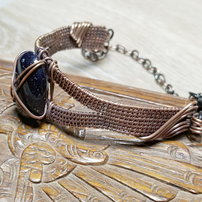 Wire Wrapped Bangle, Wire Woven Bracelet, Copper Bracelet - Arkayscreations