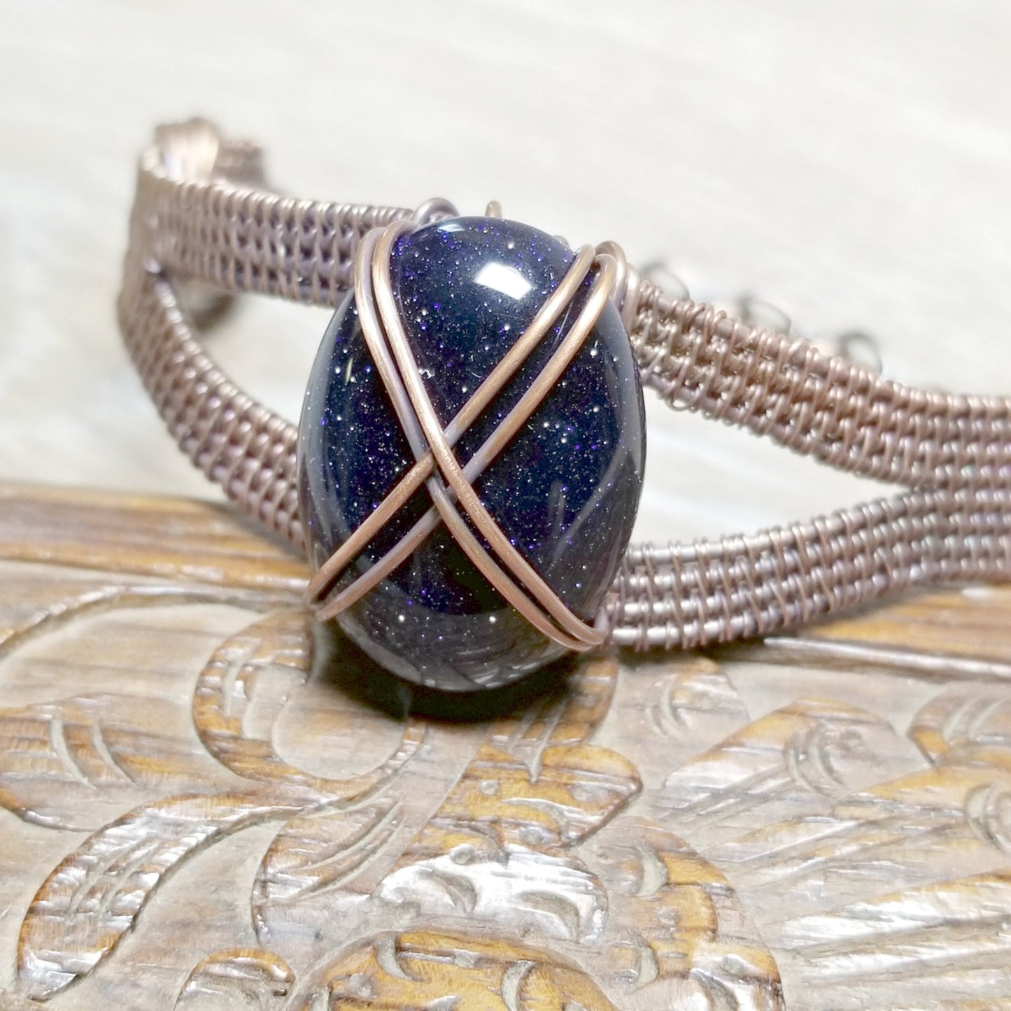 Wire Wrapped Bangle, Wire Woven Bracelet, Copper Bracelet
