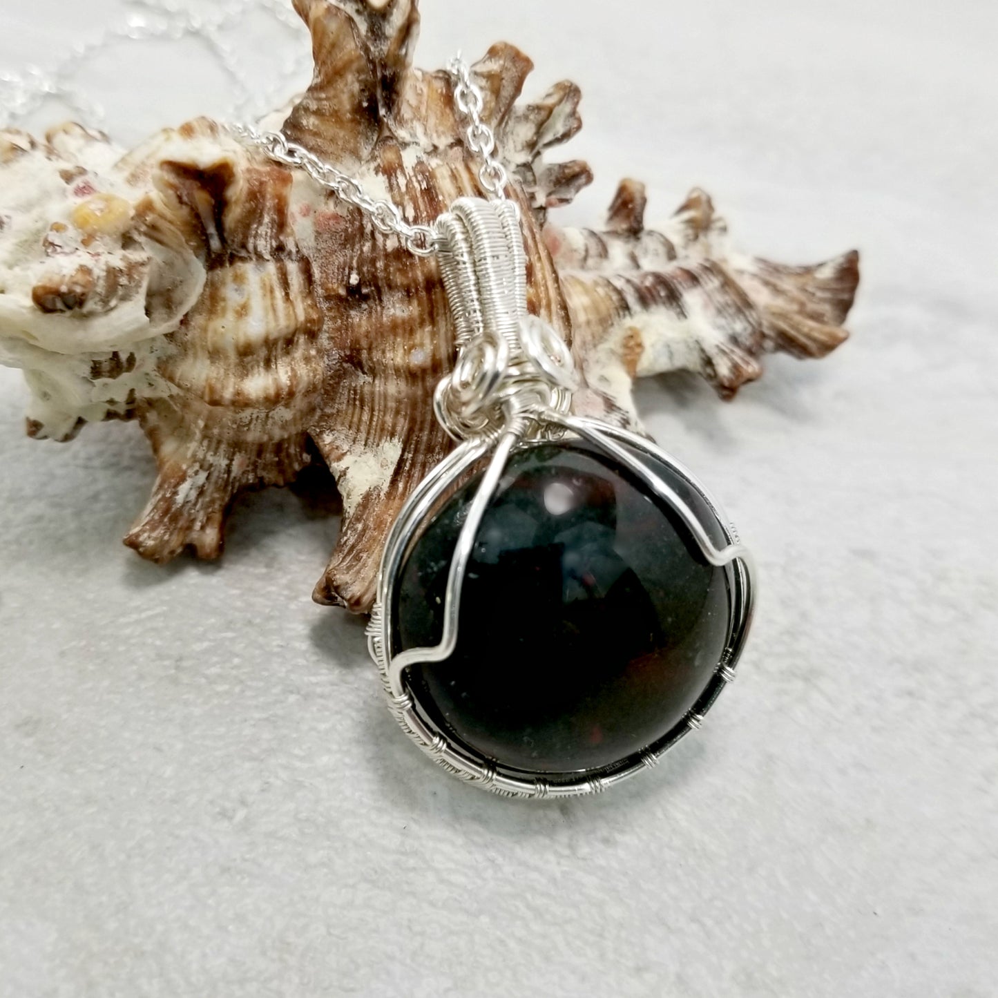 Black Onyx Pendant, Wire Wrapped Jewelry, Necklace for Men, Healing Gemstone Jewelry