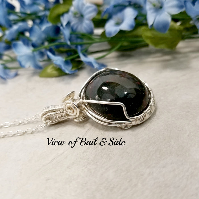 Black Onyx Pendant, Wire Wrapped Jewelry, Necklace for Men, Healing Gemstone Jewelry - Arkayscreations