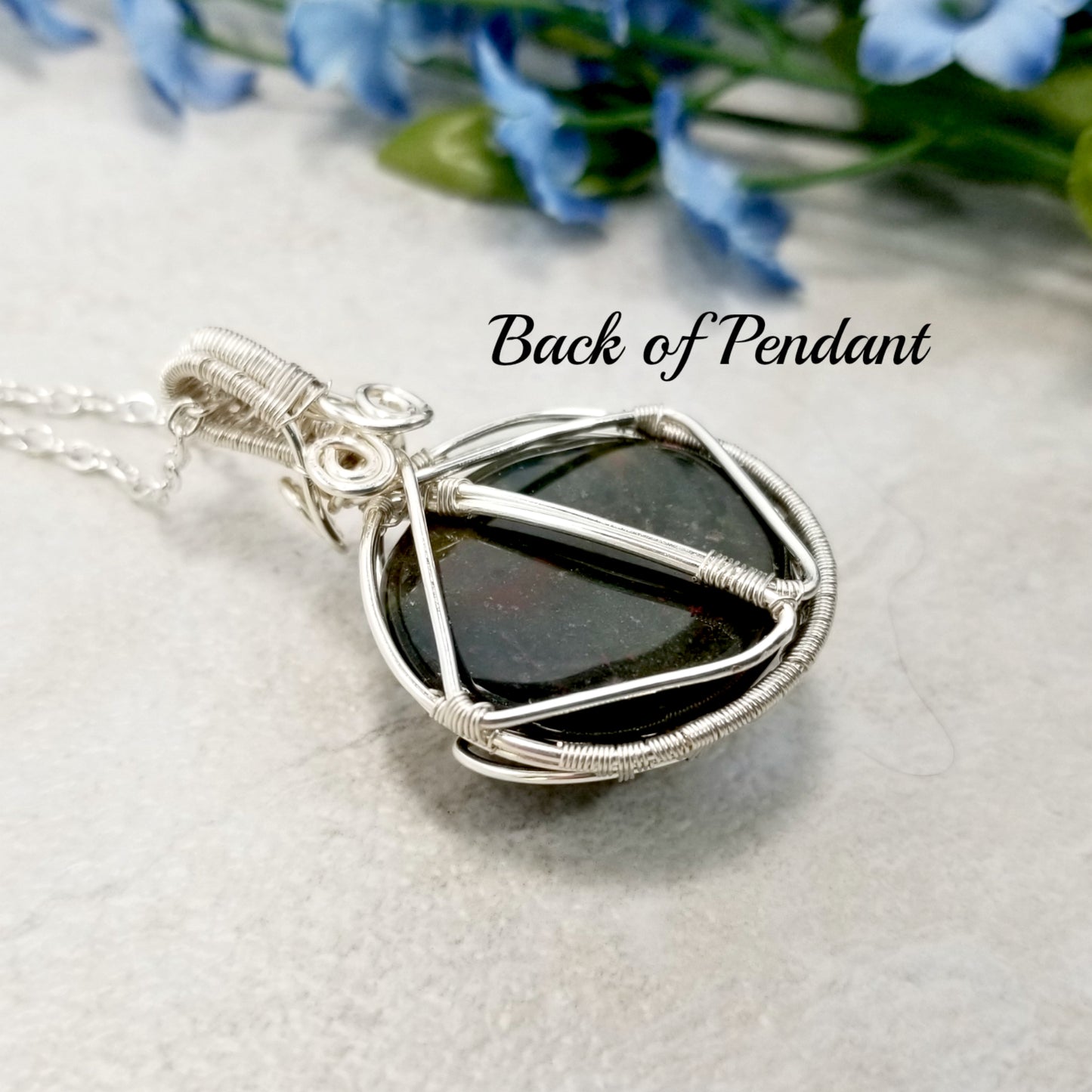 Black Onyx Pendant, Wire Wrapped Jewelry, Necklace for Men, Healing Gemstone Jewelry
