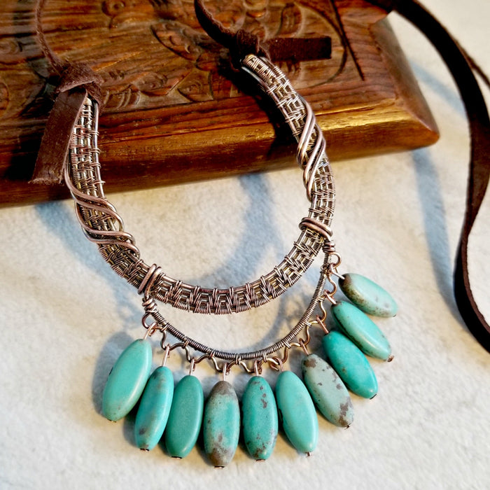 Bohemian Necklace, Boho Style Wire Wrap Jewelry - Arkayscreations