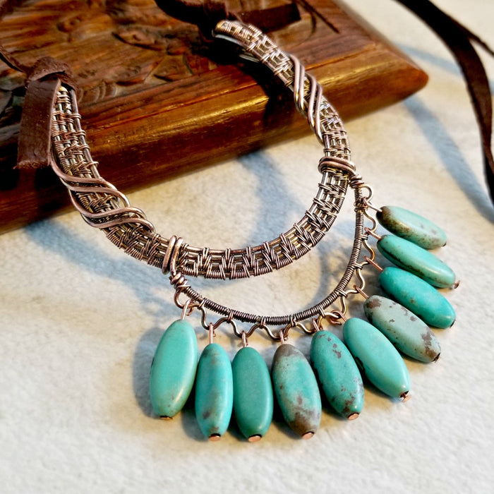Bohemian Necklace, Boho Style Wire Wrap Jewelry - Arkayscreations