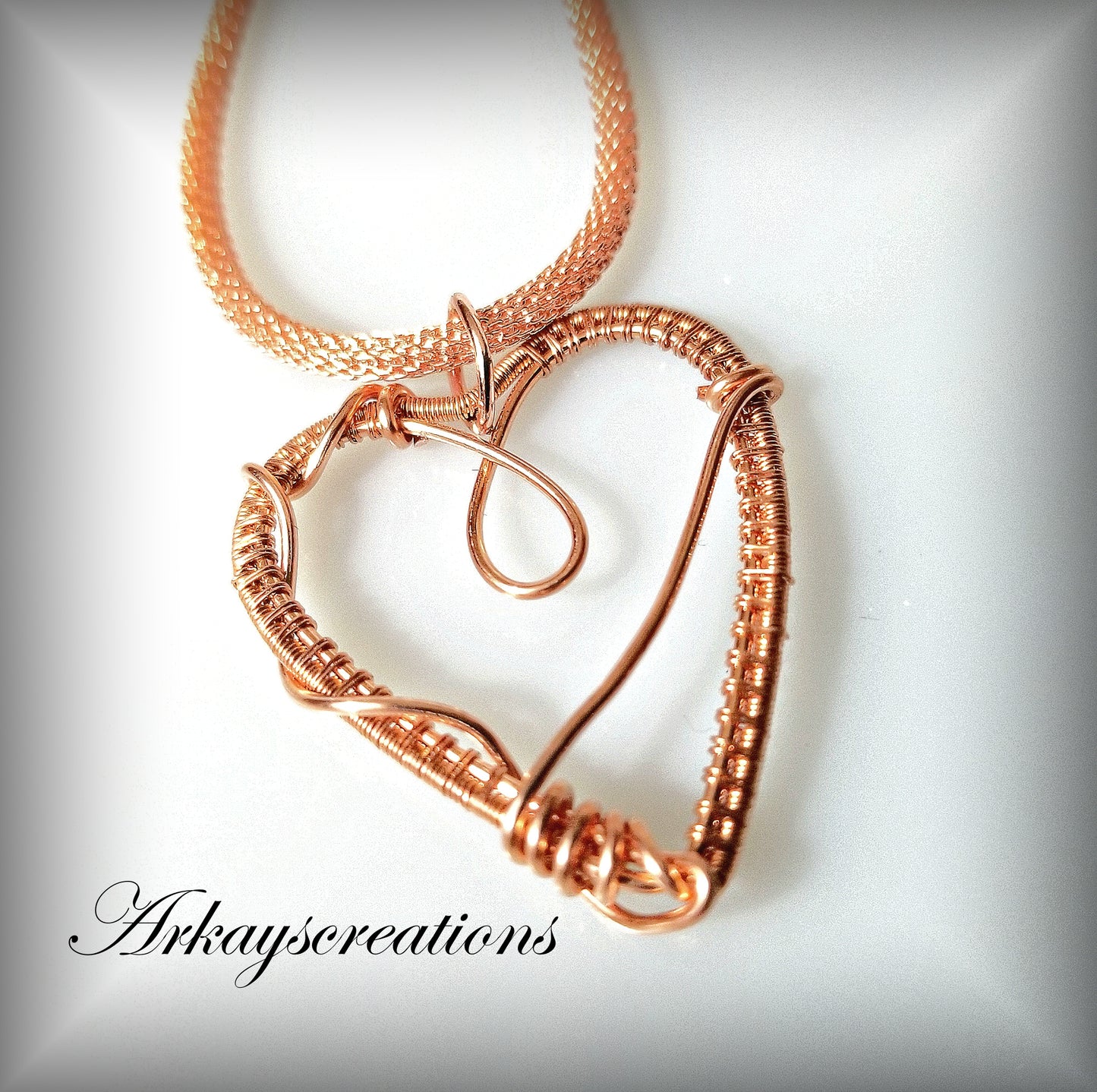 Wire Wrapped Copper Heart Pendant, Heart Jewelry, Sweetheart Gift