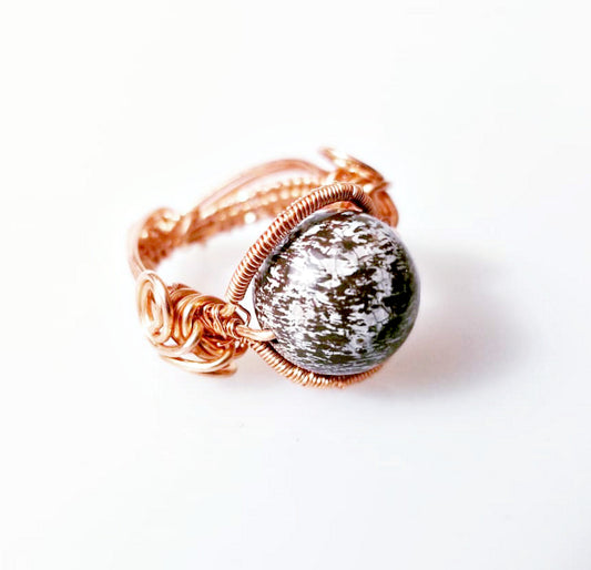 Wire Wrapped Ring, Woven Wire Jewelry, Boho Gemstone Ring