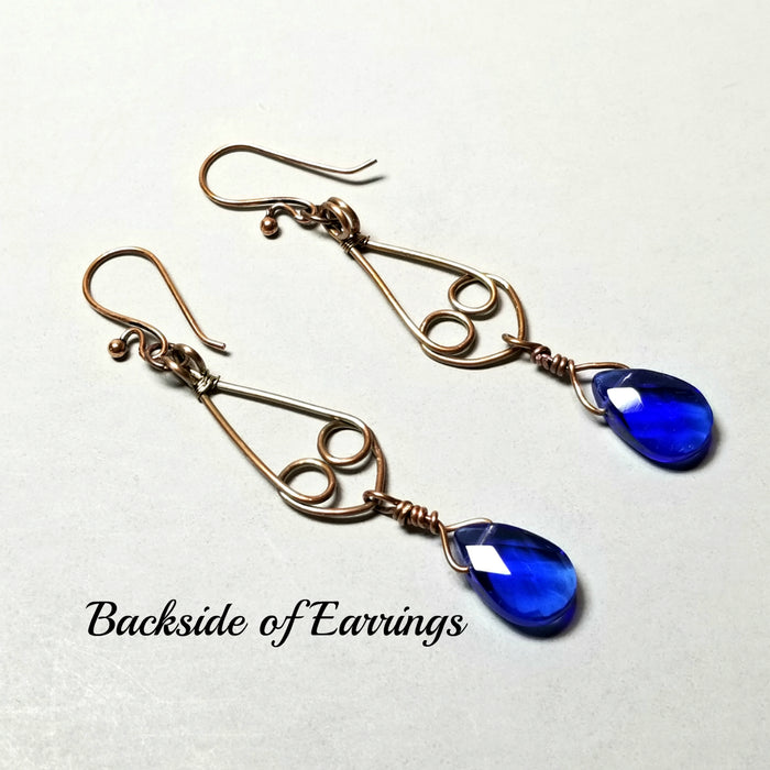 Crystal Drop Earrings, Wire Wrapped Heart Earrings, Women's Gift Idea