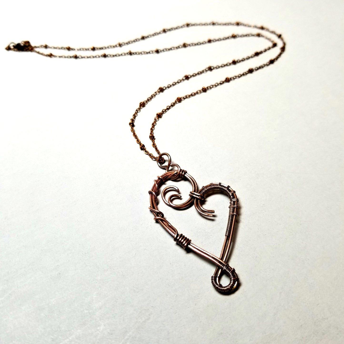 Wire Wrapped Heart Pendant Necklace, Sweetheart Gift