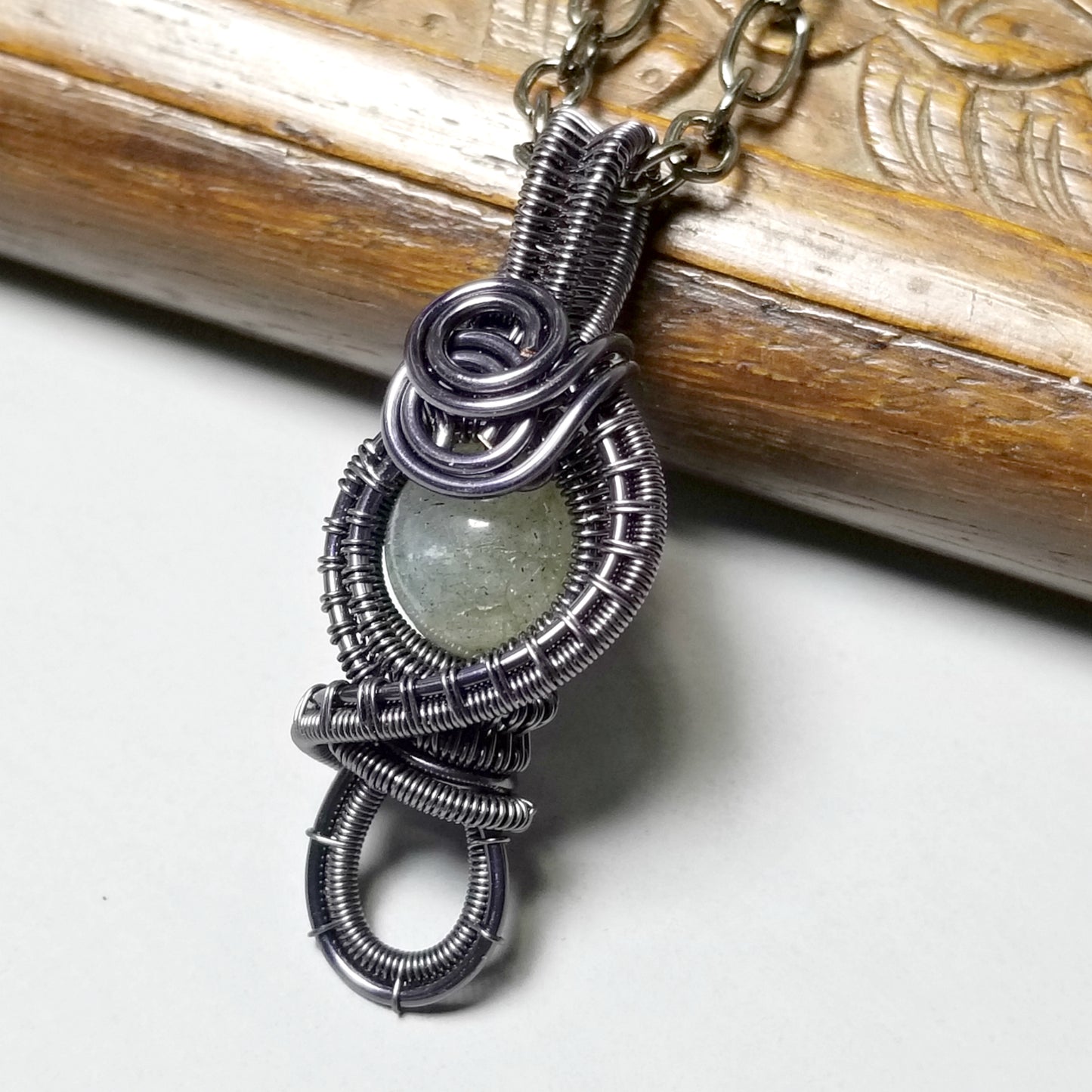 Wire Wrapped Labradorite Pendant Necklace