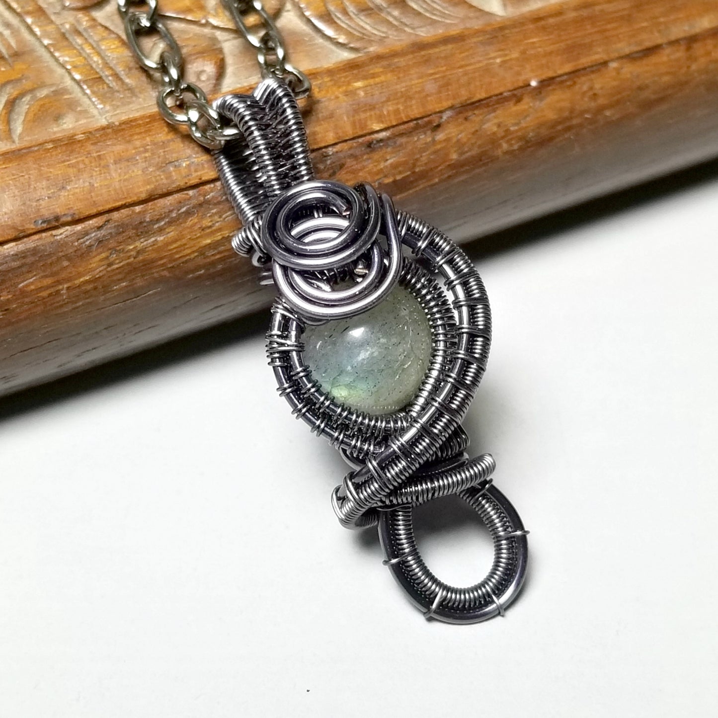 Wire Wrapped Labradorite Pendant Necklace