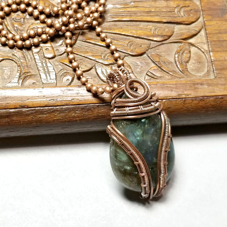 Wire Wrapped Labradorite Pendant, Gemstone Necklace - Arkayscreations