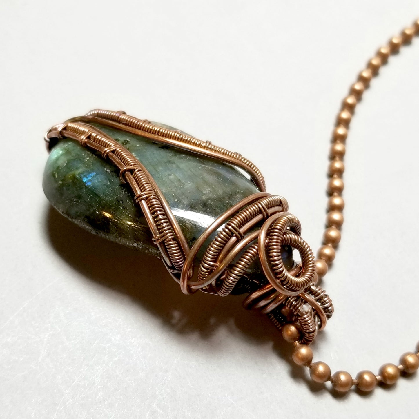 Wire Wrapped Labradorite Pendant, Gemstone Necklace