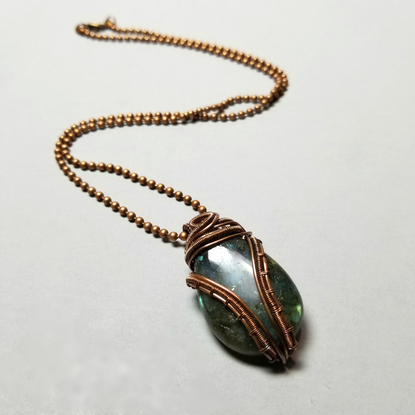 Wire Wrapped Labradorite Pendant, Gemstone Necklace