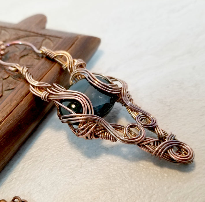 Wire Wrapped Long Pendant, Agate Statement Necklace - Arkayscreations