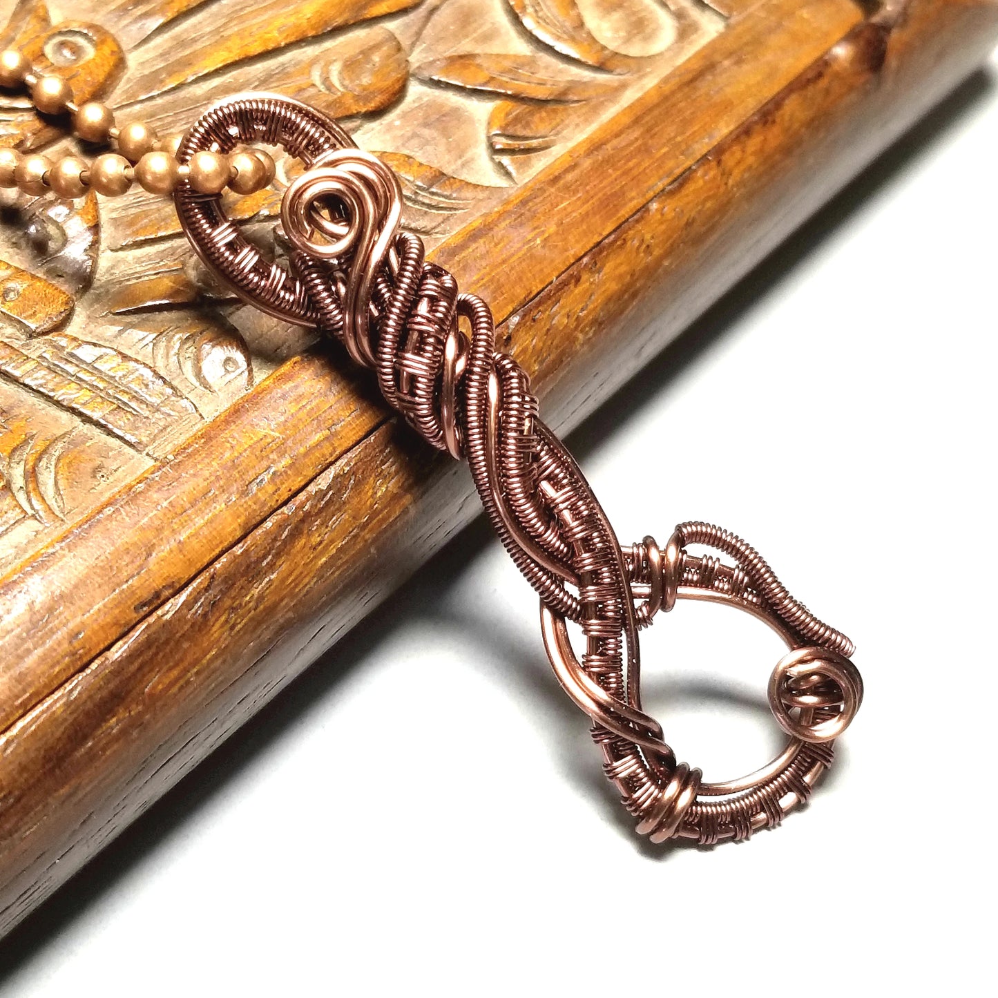 Copper Wire Wrapped Pendant, Wire Weave Jewelry