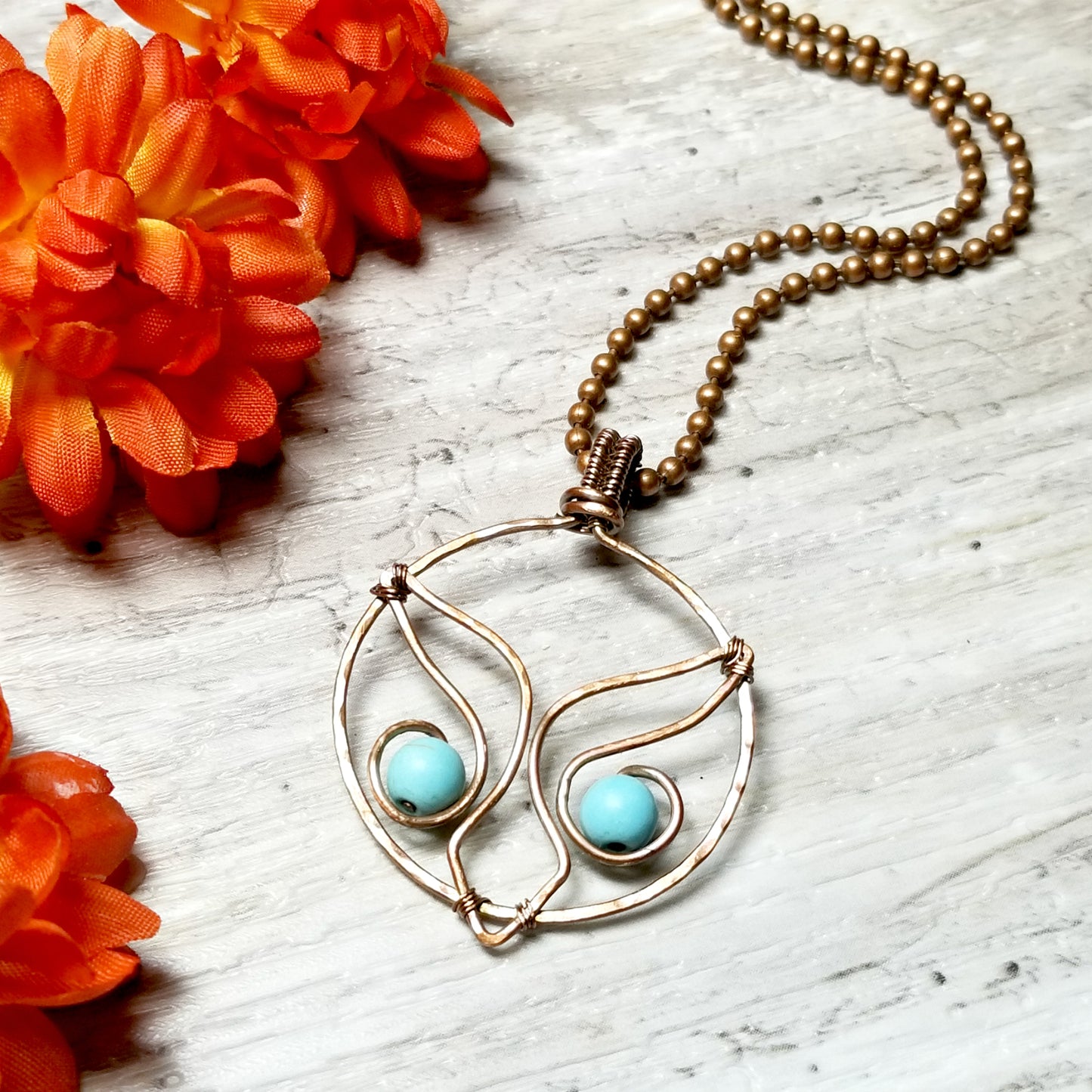 Wire Wrapped Owl Pendant, Copper Owl Necklace