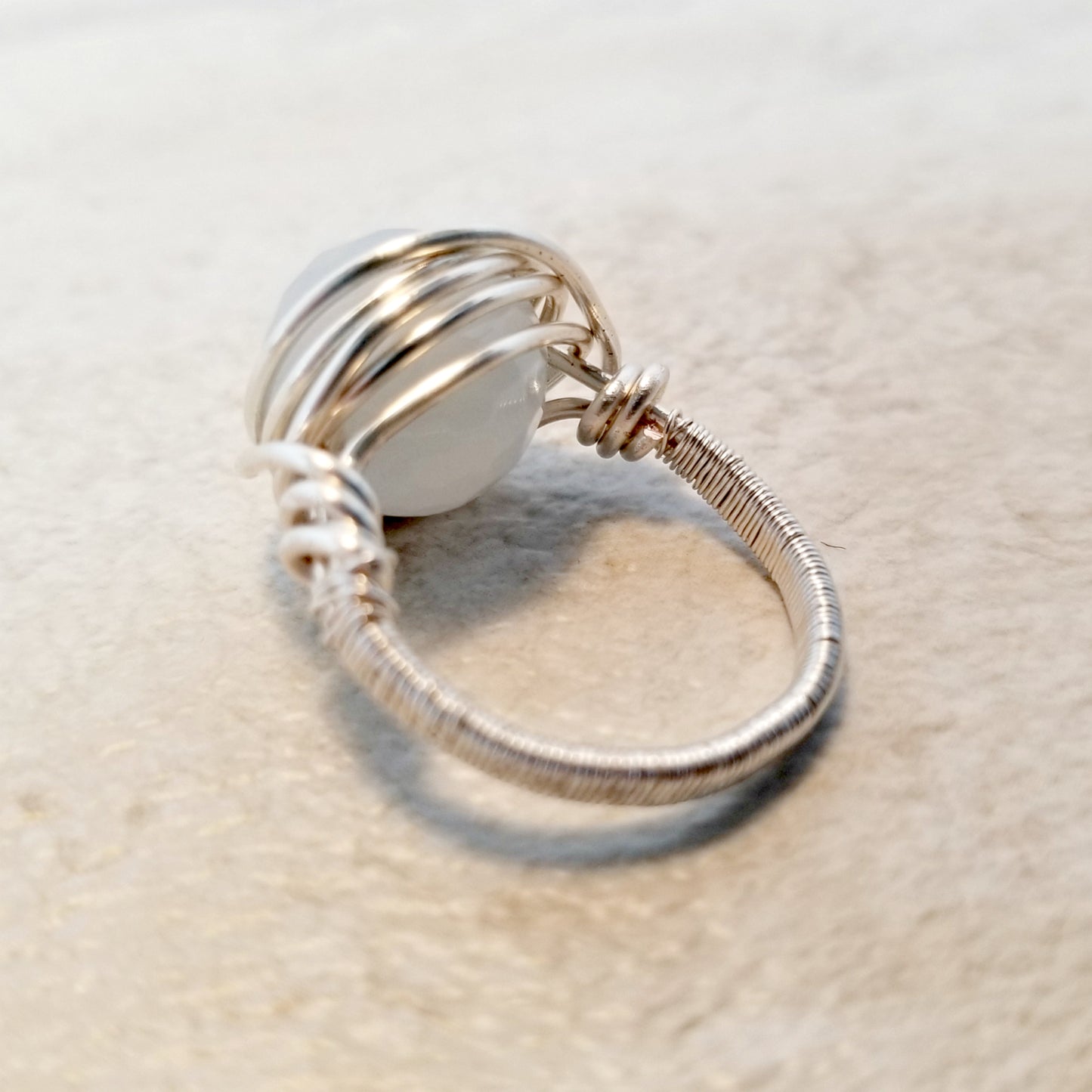 Silver Wire Ring, Gemstone Ring, Wire Wrapped Ring