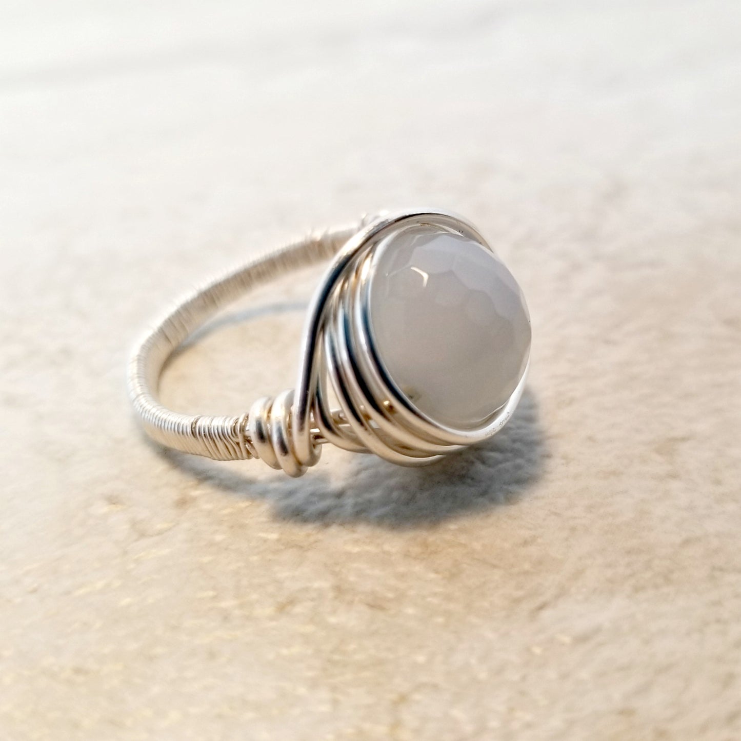 Silver Wire Ring, Gemstone Ring, Wire Wrapped Ring