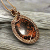 Wire Weave Mahogany Obsidian Pendant Necklace ~ Arkayscreations