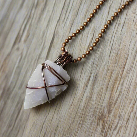 Wire Wrapped Stone Arrowhead Necklace ~ Arkayscreations