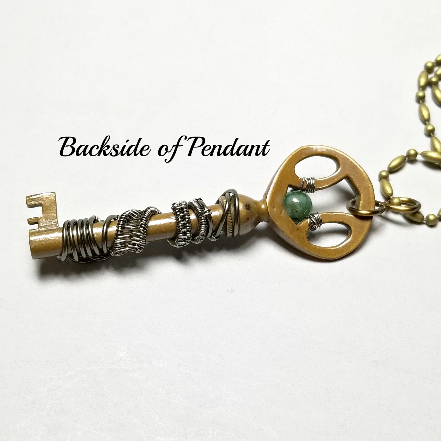 Wrapped Key Necklace, Skeleton Key Pendant