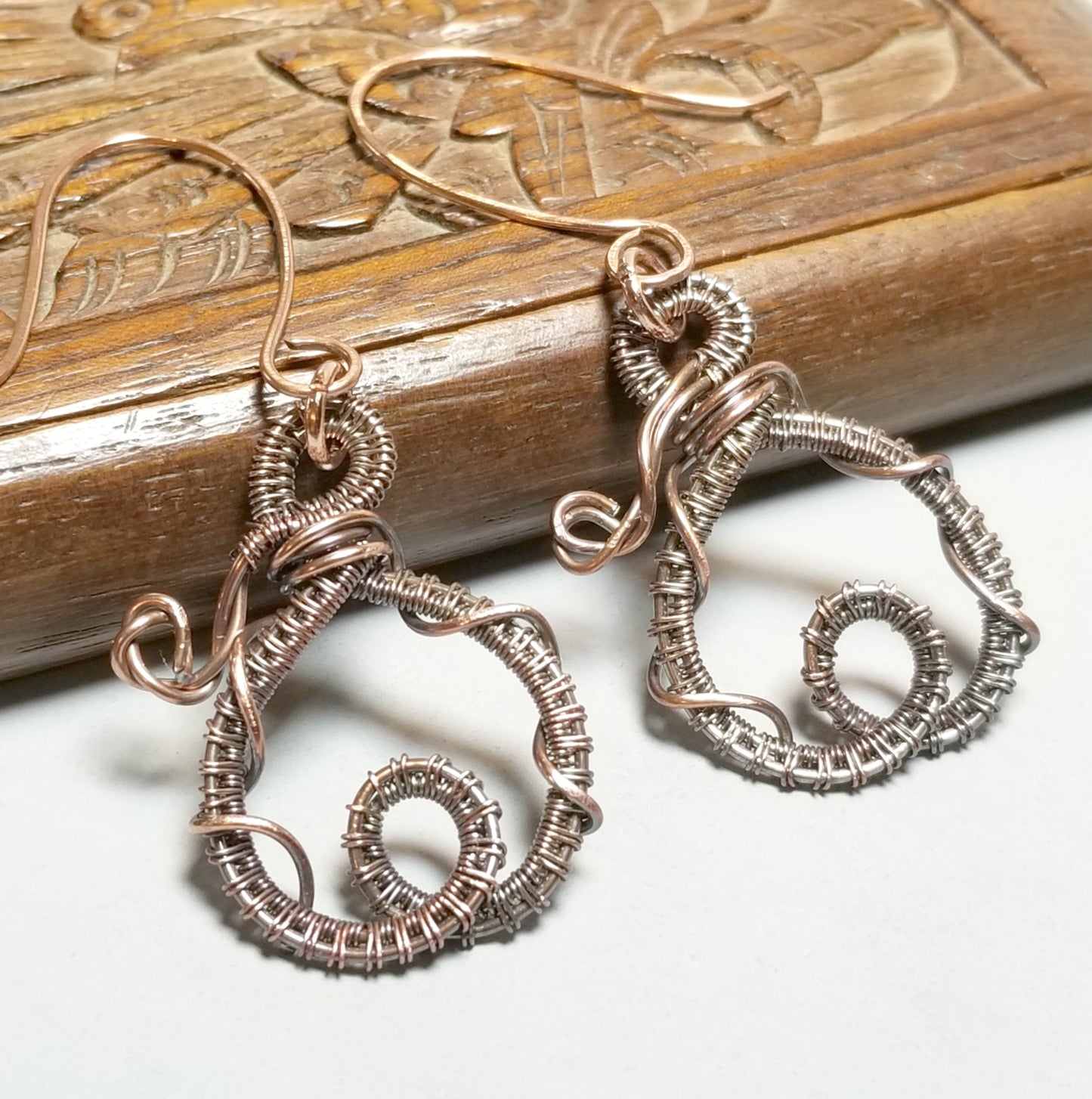 Wrapped Wire Dangle Earrings,  Wire Jewelry