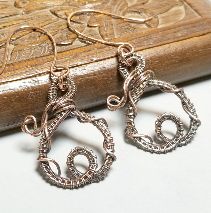 Wrapped Wire Dangle Earrings,  Wire Jewelry - Arkayscreations