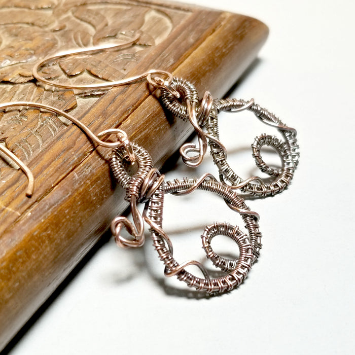Wrapped Wire Dangle Earrings,  Wire Jewelry - Arkayscreations