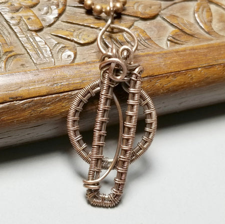 Copper Wire Wrapped Pendant, Modern Geometric Jewelry - Arkayscreations