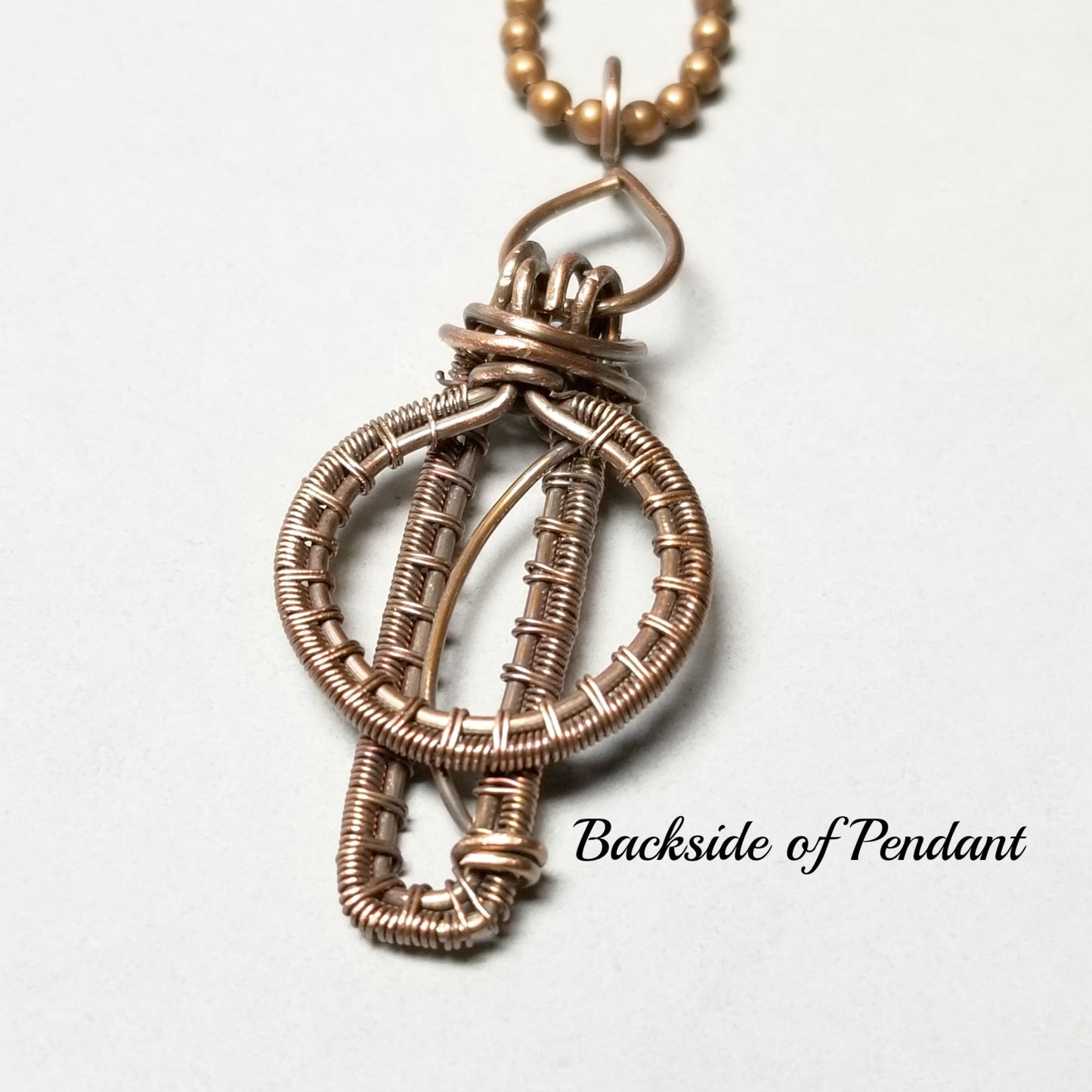 Copper Wire Wrapped Pendant, Modern Geometric Jewelry